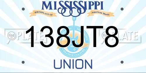 138JT8 Mississippi License Plate