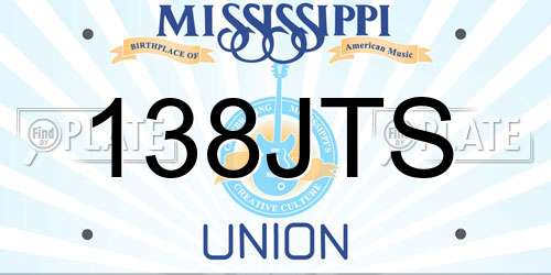 138JTS Mississippi License Plate