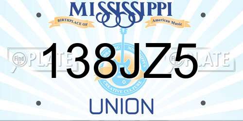 138JZ5 Mississippi License Plate