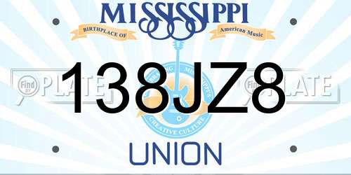 138JZ8 Mississippi License Plate