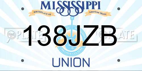 138JZB Mississippi License Plate