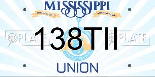 138TII Mississippi License Plate