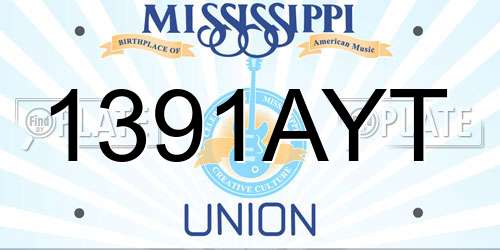 1391AYT Mississippi License Plate
