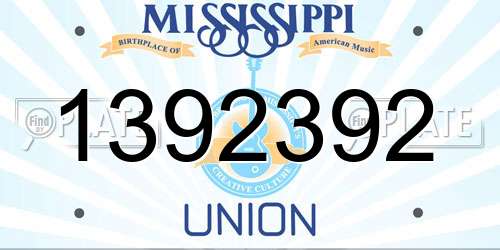 1392392 Mississippi License Plate