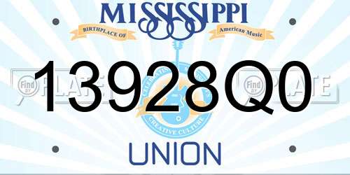 13928Q0 Mississippi License Plate