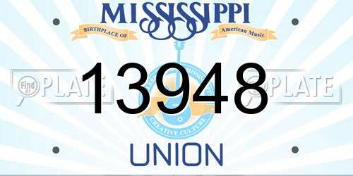 13948 Mississippi License Plate