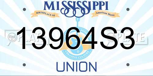 13964S3 Mississippi License Plate