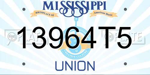 13964T5 Mississippi License Plate