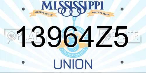 13964Z5 Mississippi License Plate