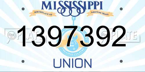 1397392 Mississippi License Plate