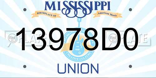 13978D0 Mississippi License Plate