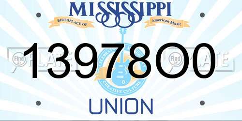13978O0 Mississippi License Plate