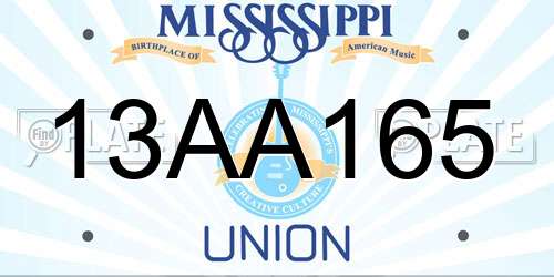 13AA165 Mississippi License Plate