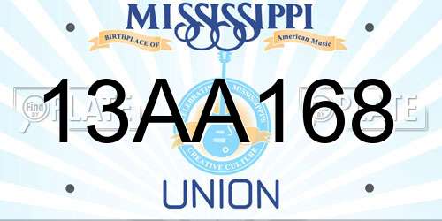 13AA168 Mississippi License Plate