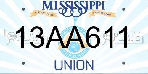 13AA611 Mississippi License Plate