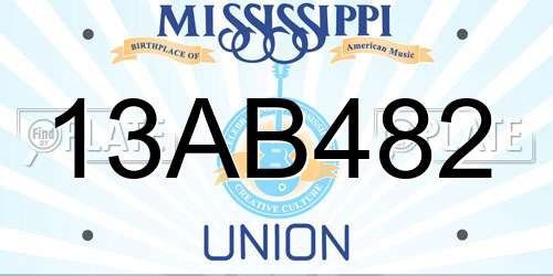 13AB482 Mississippi License Plate