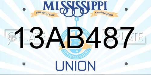 13AB487 Mississippi License Plate