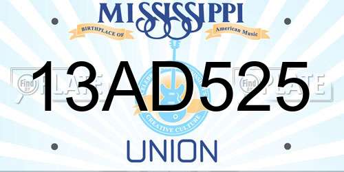 13AD525 Mississippi License Plate