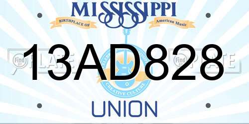 13AD828 Mississippi License Plate