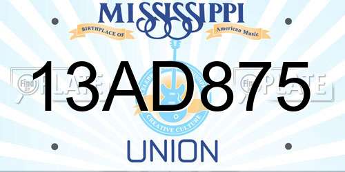 13AD875 Mississippi License Plate