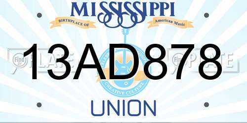13AD878 Mississippi License Plate