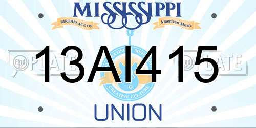13AI415 Mississippi License Plate
