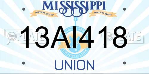 13AI418 Mississippi License Plate
