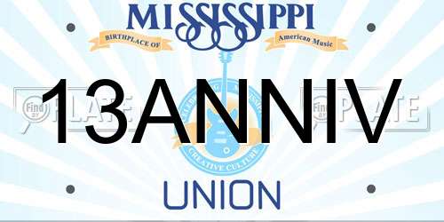 13ANNIV Mississippi License Plate
