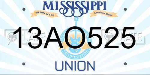 13AO525 Mississippi License Plate