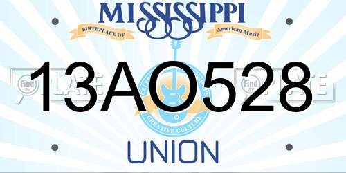 13AO528 Mississippi License Plate