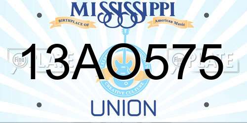 13AO575 Mississippi License Plate