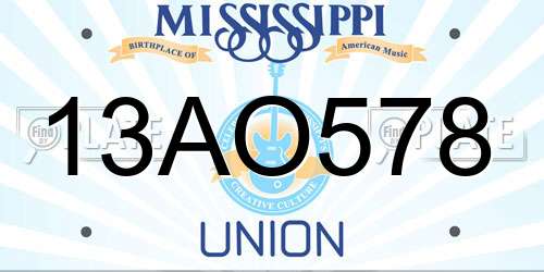 13AO578 Mississippi License Plate