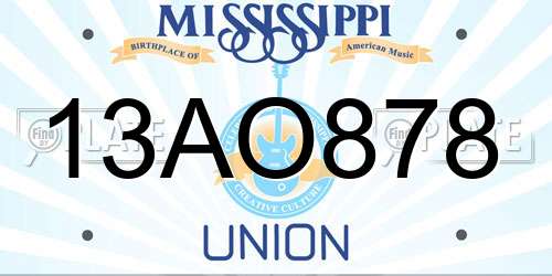13AO878 Mississippi License Plate