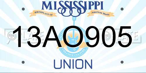13AO905 Mississippi License Plate