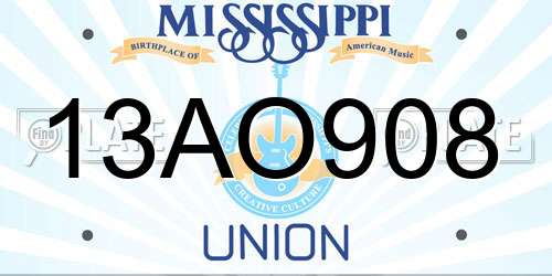 13AO908 Mississippi License Plate