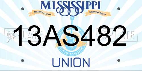 13AS482 Mississippi License Plate