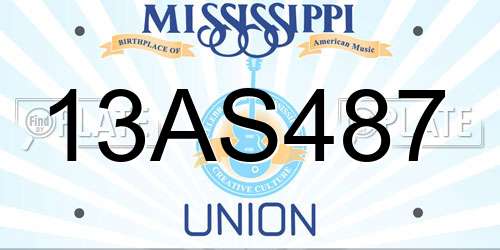 13AS487 Mississippi License Plate