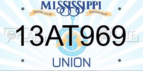 13AT969 Mississippi License Plate