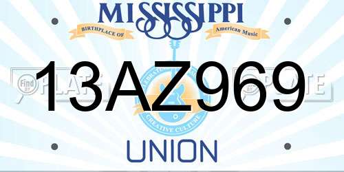 13AZ969 Mississippi License Plate