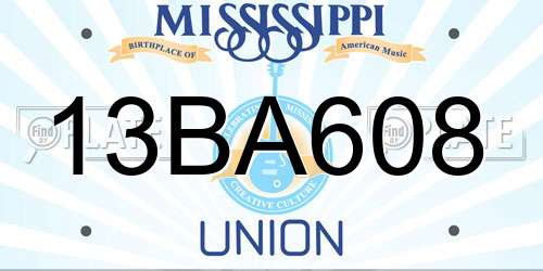 13BA608 Mississippi License Plate