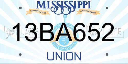 13BA652 Mississippi License Plate