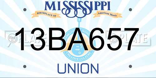 13BA657 Mississippi License Plate