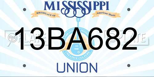 13BA682 Mississippi License Plate