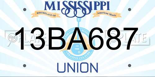13BA687 Mississippi License Plate