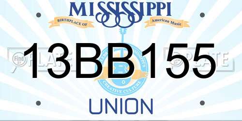 13BB155 Mississippi License Plate
