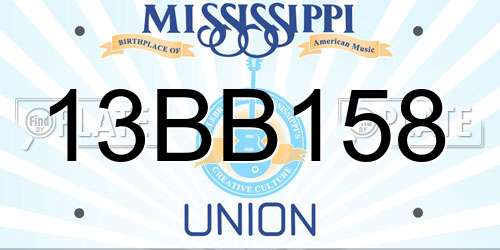 13BB158 Mississippi License Plate