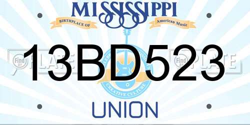 13BD523 Mississippi License Plate