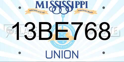 13BE768 Mississippi License Plate