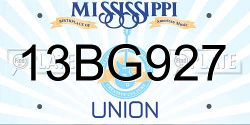 13BG927 Mississippi License Plate