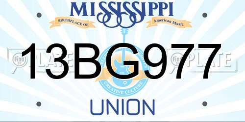 13BG977 Mississippi License Plate